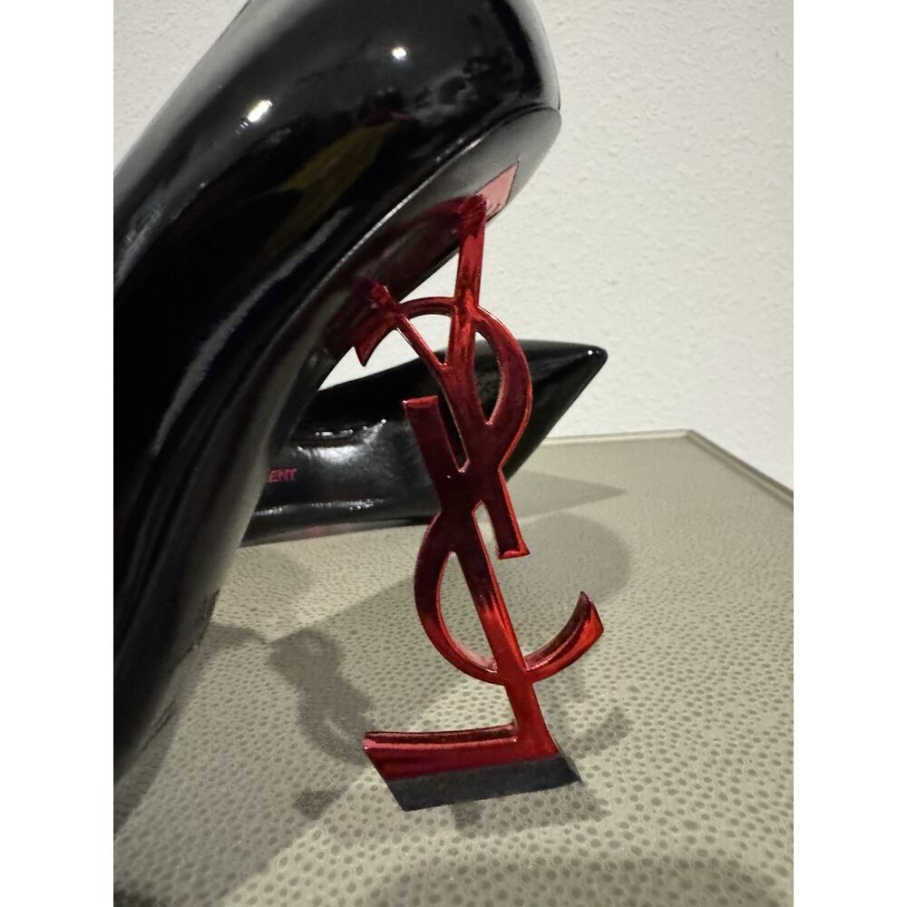 Saint Laurent Black Patent Leather Opyum Pumps Size 37.5 - Picture 13 of 16
